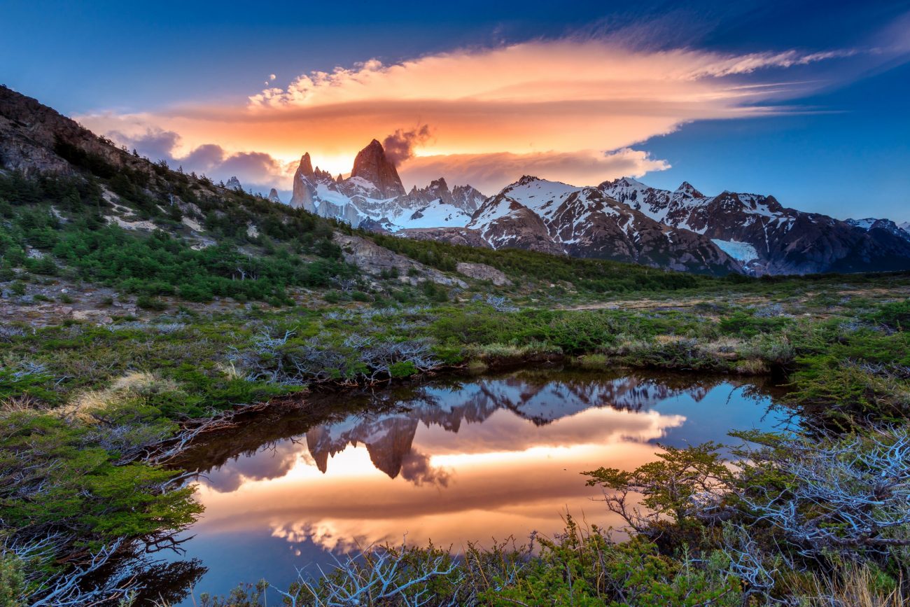 Reflection of Mt Fitz Roy in the water, Los Glaciares