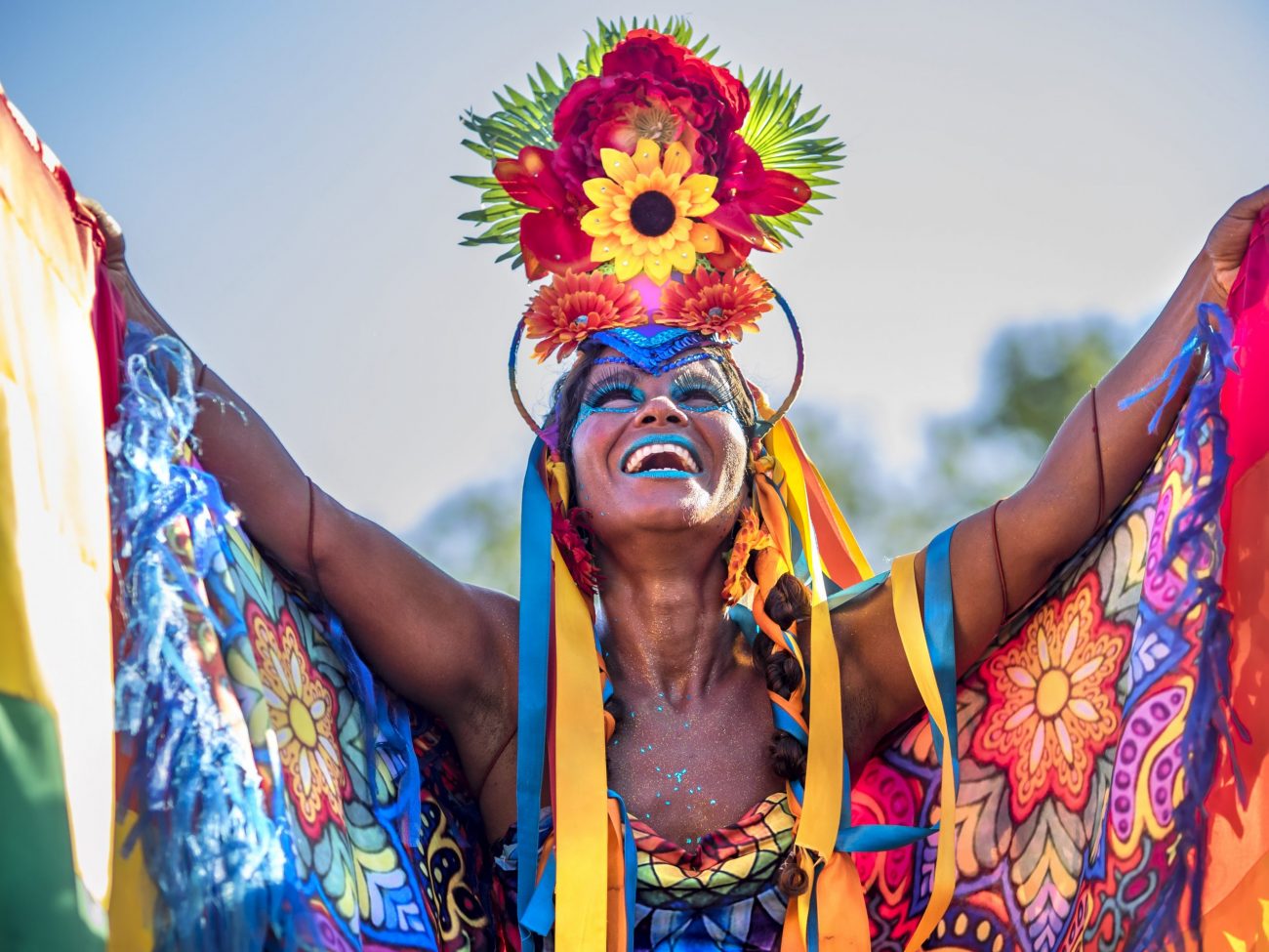 Brazilian Woman Wearing Colorful Costume for Rio Carnival, Brazil