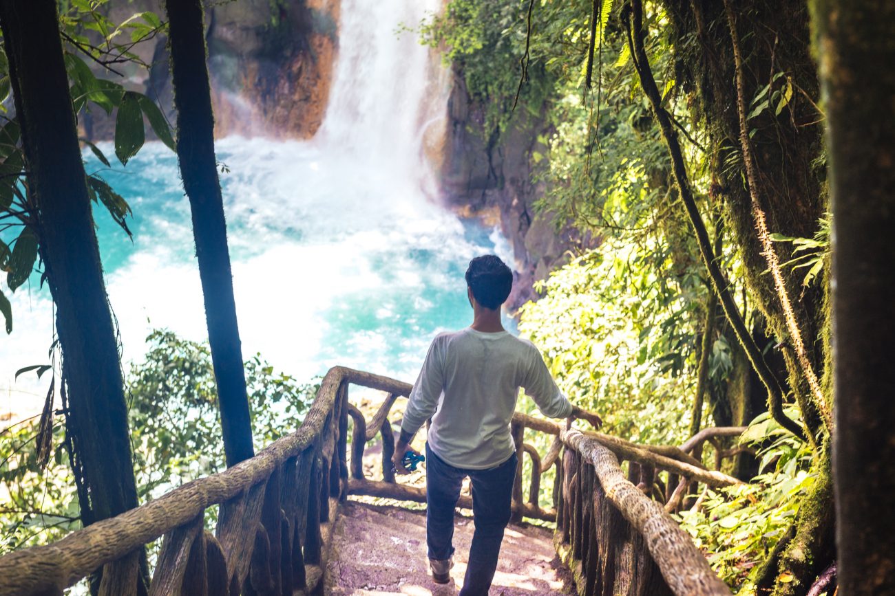 Cuban Man Traveling in Costa Rica Hikes Waterfall Rio Celeste